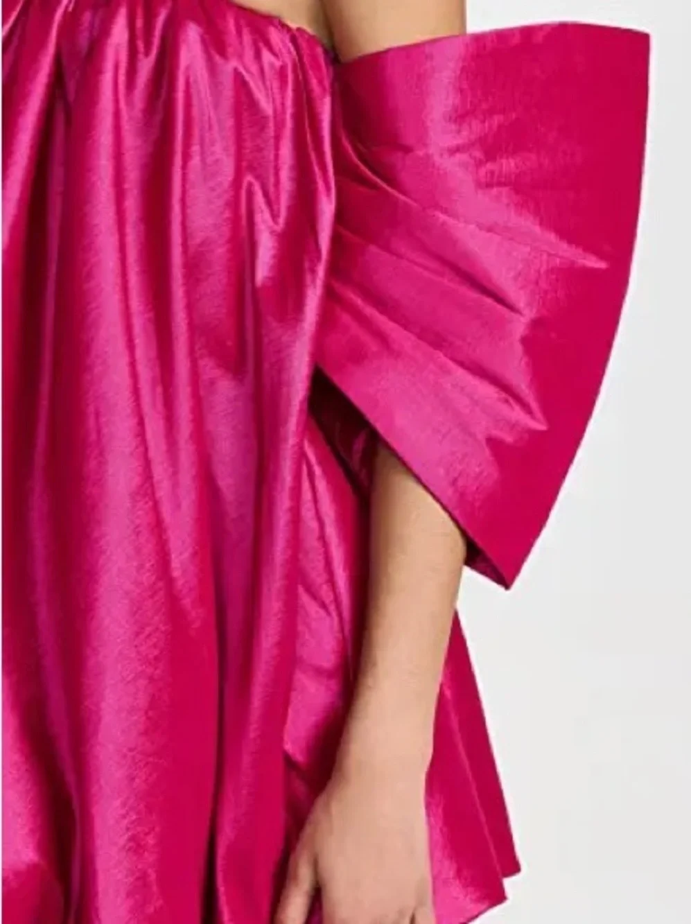 Kika Vargas - NOT TARGET Karen Dress Hot Pink Satin Mini Statement Bow Sleeves - Picture 6 of 10